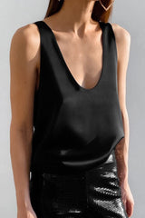 Satin Sleeveless T-Shirt Tank Top