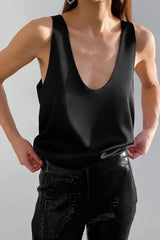 Satin Sleeveless T-Shirt Tank Top