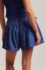 Twirl Pleated Denim Shorts