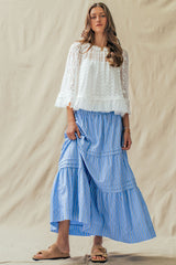Spring Breeze Striped Tiered Maxi Skirt