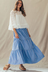 Spring Breeze Striped Tiered Maxi Skirt