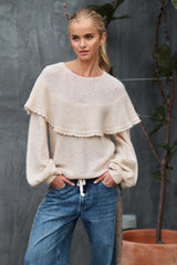Ruffle Yoke Knit Sweater