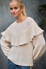 Ruffle Yoke Knit Sweater