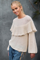 Ruffle Yoke Knit Sweater