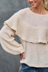Ruffle Yoke Knit Sweater