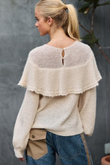 Ruffle Yoke Knit Sweater