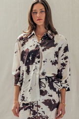 Midnight Rodeo Satin Button-Down Top