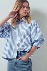 Chic Striped Puff Sleeve Blouse (3 Color Ways)