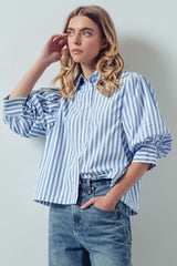 Chic Striped Puff Sleeve Blouse (3 Color Ways)