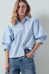 Chic Striped Puff Sleeve Blouse (3 Color Ways)