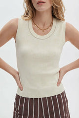 Beaded Neckline Rib Tank