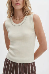 Beaded Neckline Rib Tank