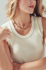 Beaded Neckline Rib Tank