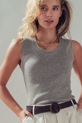 Beaded Neckline Rib Tank