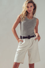 Beaded Neckline Rib Tank