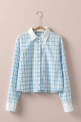 Plaid Contrast Collar Blouse (2 Color Ways)