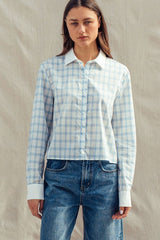 Plaid Contrast Collar Blouse (2 Color Ways)
