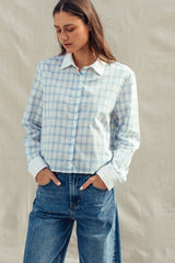 Plaid Contrast Collar Blouse (2 Color Ways)