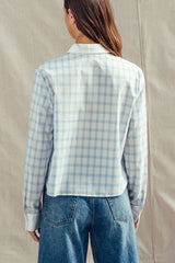 Plaid Contrast Collar Blouse (2 Color Ways)