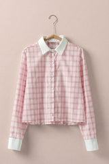 Plaid Contrast Collar Blouse (2 Color Ways)