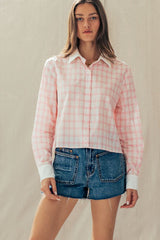 Plaid Contrast Collar Blouse (2 Color Ways)