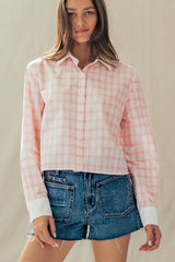 Plaid Contrast Collar Blouse (2 Color Ways)