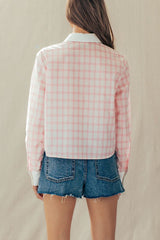 Plaid Contrast Collar Blouse (2 Color Ways)