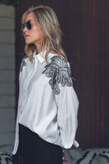 Chic Embroidery Canvas Shirt