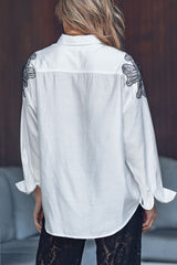 Chic Embroidery Canvas Shirt
