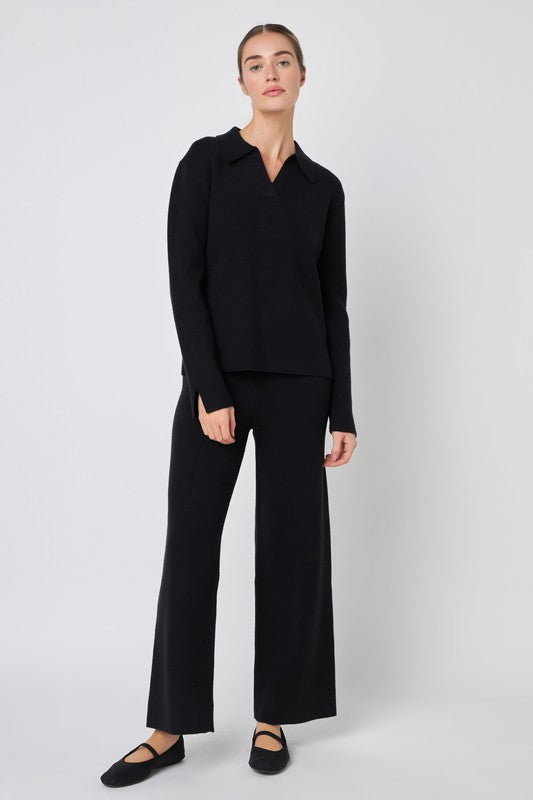 Polo Collared Knit Sweater