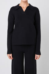 Polo Collared Knit Sweater