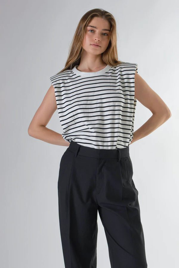 Padded Shoulder T-Shirts (Black, Grey, White, Wht/Blk, Taupe))