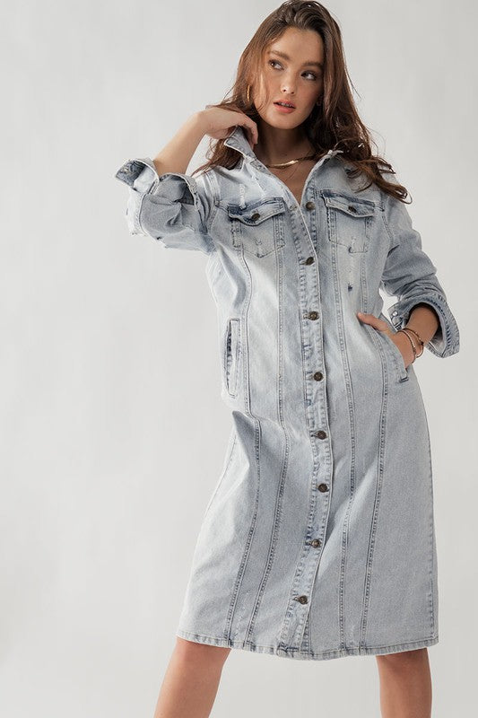 white christmas dresses Laura Denim Maxi Dress