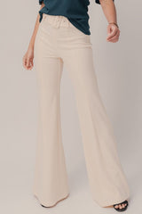 Belted Seam Front Flare Pants