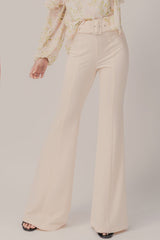 Belted Seam Front Flare Pants