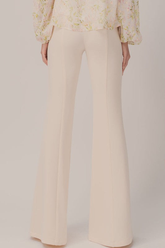 Belted Seam Front Flare Pants