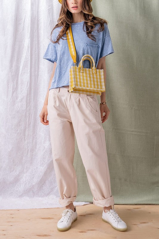 Gingham Mini Tote (Blue and Yellow)