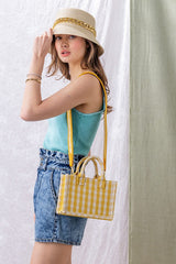 Gingham Mini Tote (Blue and Yellow)