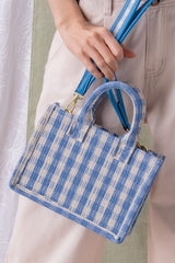 Gingham Mini Tote (Blue and Yellow)