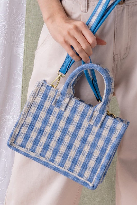 Gingham Mini Tote (Blue and Yellow)