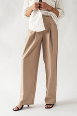 Belt Loop Pleated Pants (Charcoal, Taupe)