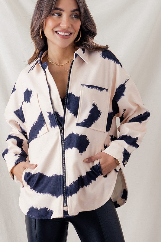 Ink Brush Zip Up Jacket