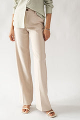 Solid Straight Leg Trouser (Beige, Black)