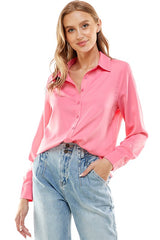 Long Sleeve Button Down (Green or Pink)