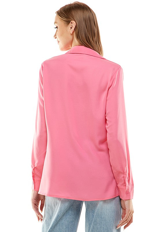 Long Sleeve Button Down (Green or Pink)