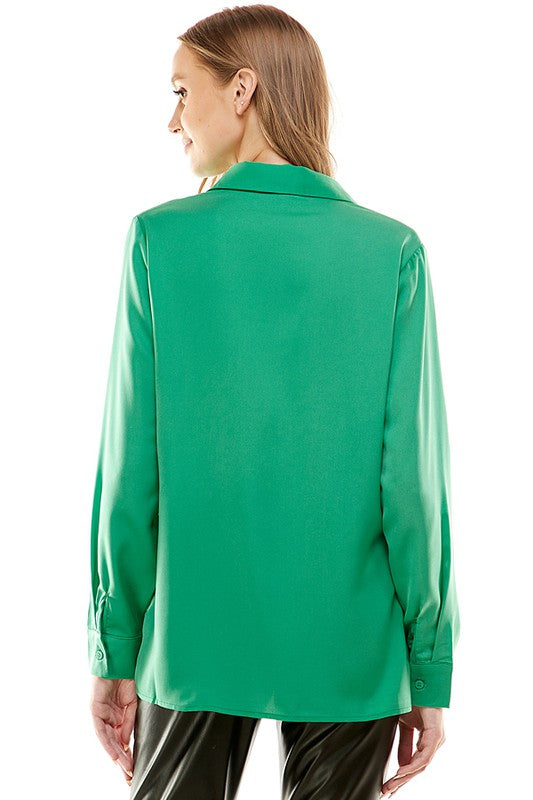 Long Sleeve Button Down (Green or Pink)