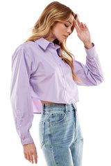 Cropped Poplin Top (Blue or Light Purple)