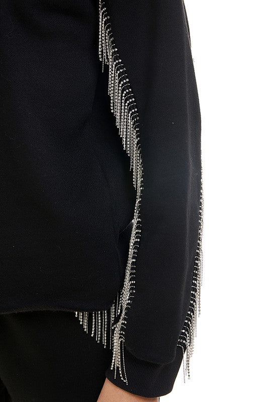 Fringe Sleeve Sweatshirt