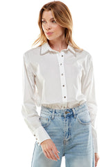 Long Sleeve Button Up Top (Black or White)