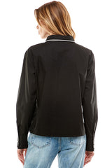 Long Sleeve Button Up Top (Black or White)